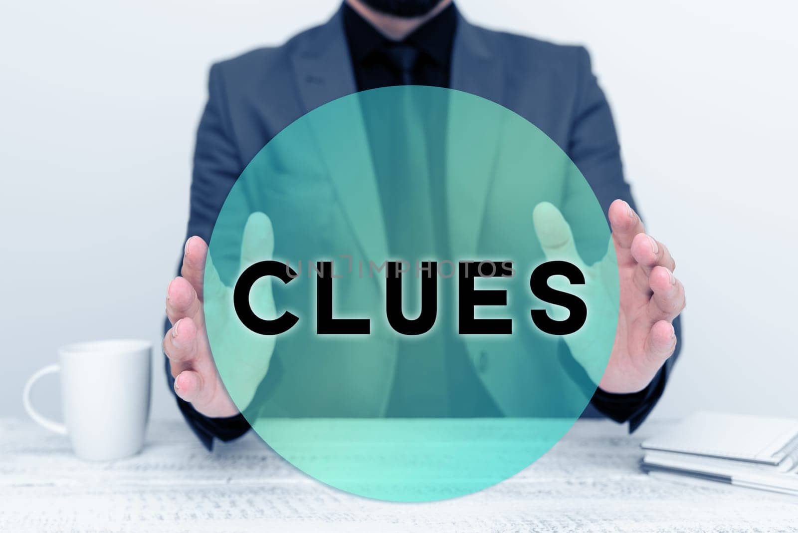 Conceptual display Clues, Business concept Piece of evidence information Fact Idea that serves as a guide
