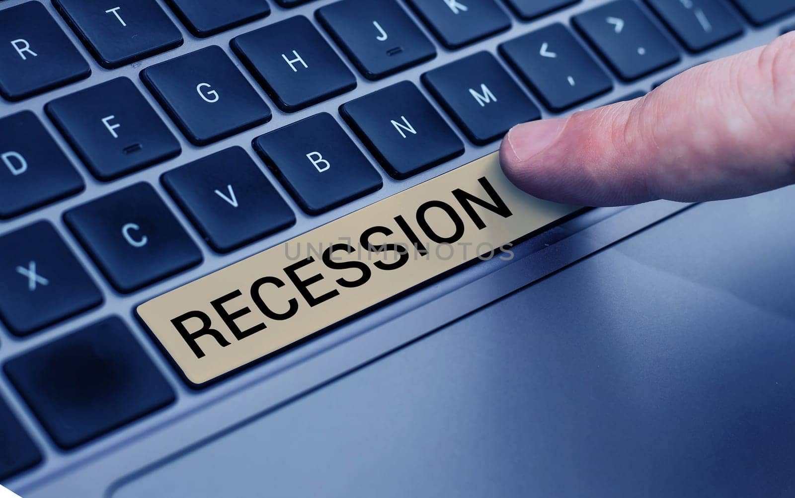 Text caption presenting Recession, Business approach the process of progressive decrease in growing, period of reduction