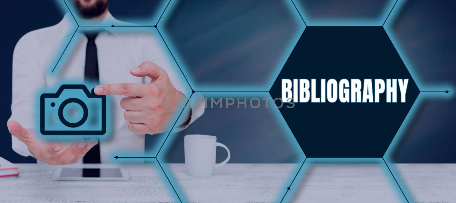 Text sign showing Bibliography, Business concept a list of writings relating to a particular subject, period, or author