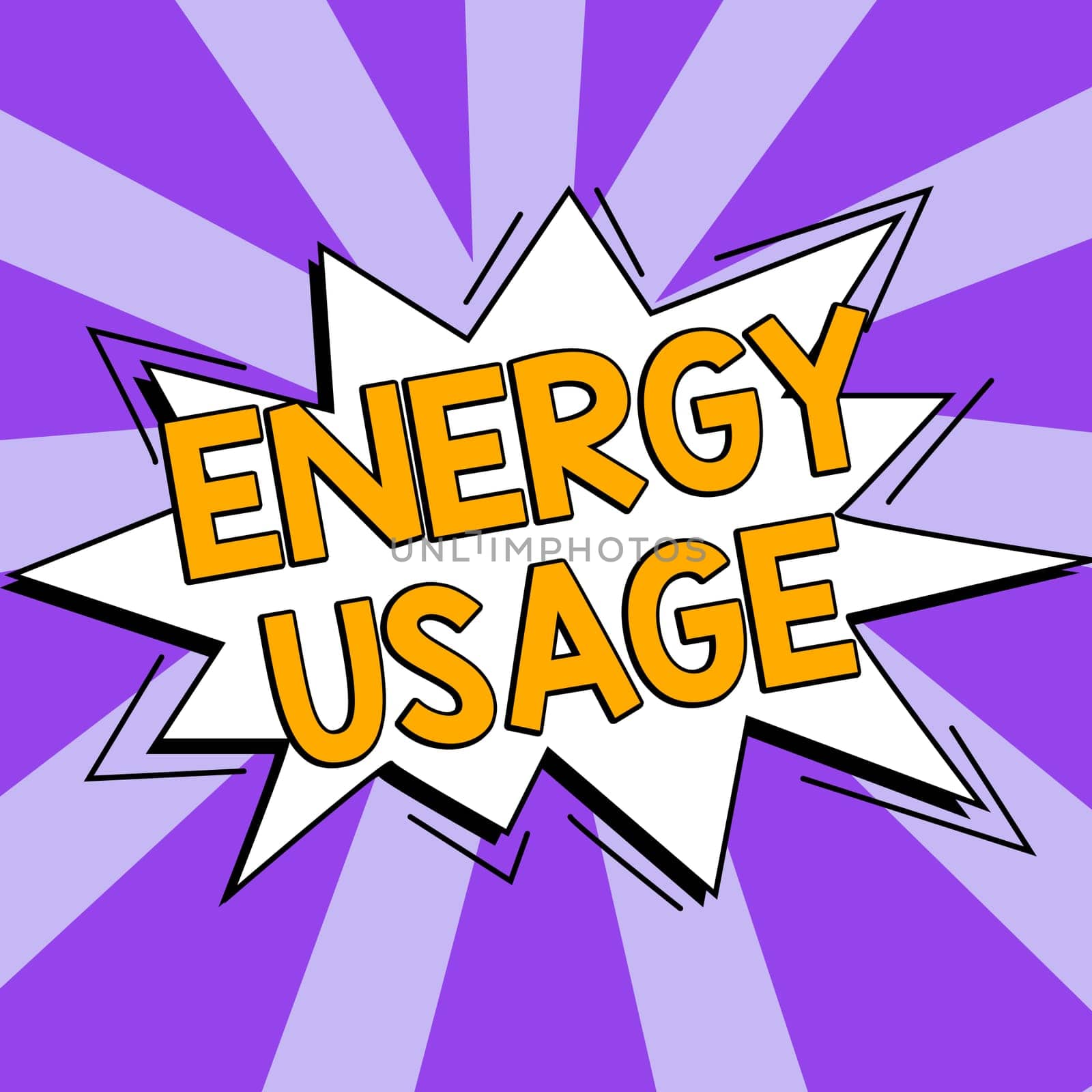 Handwriting text Energy Usage, Concept meaning Amount of energy consumed or used in a process or system
