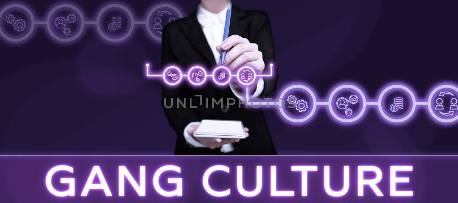 Text sign showing Gang Culture, Concept meaning particular organization of criminals or group of gangsters that follow ones habits
