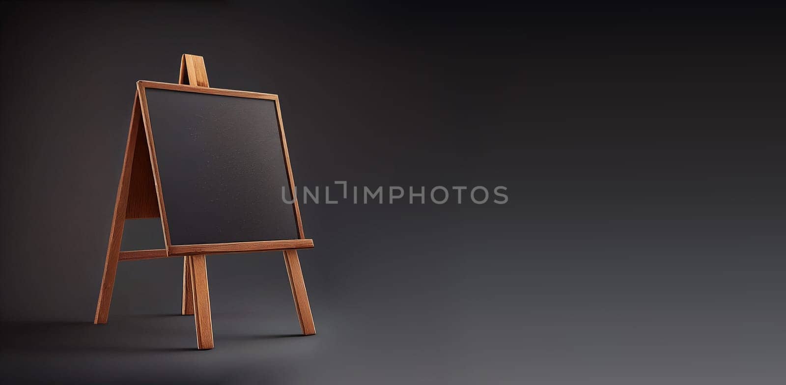 Empty chalkboard in a room, business and education concept, presentation in seminar, advertising and marketing, generative AI