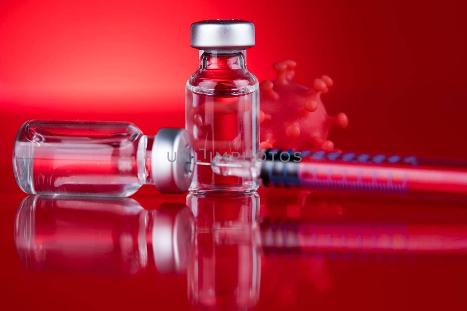 Close up medical syringe with a vaccine