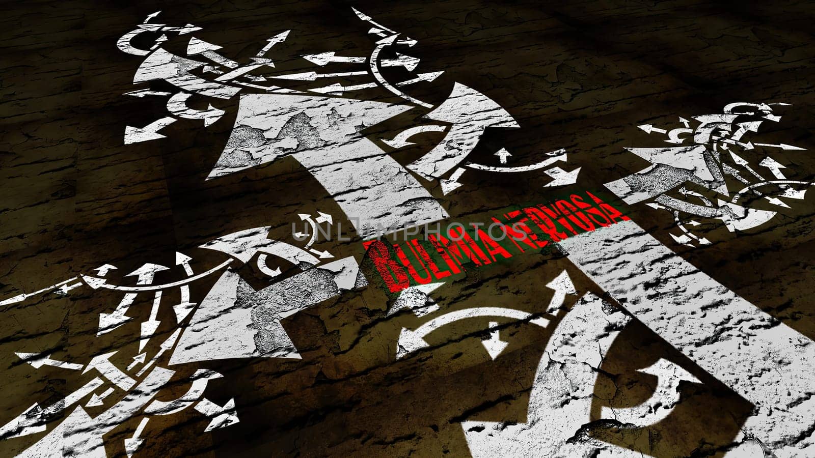 Bulimia nervosa text on a crossroad in different ways of arrows,Bulimia nervosa text on a crossroad in different ways of arrows
