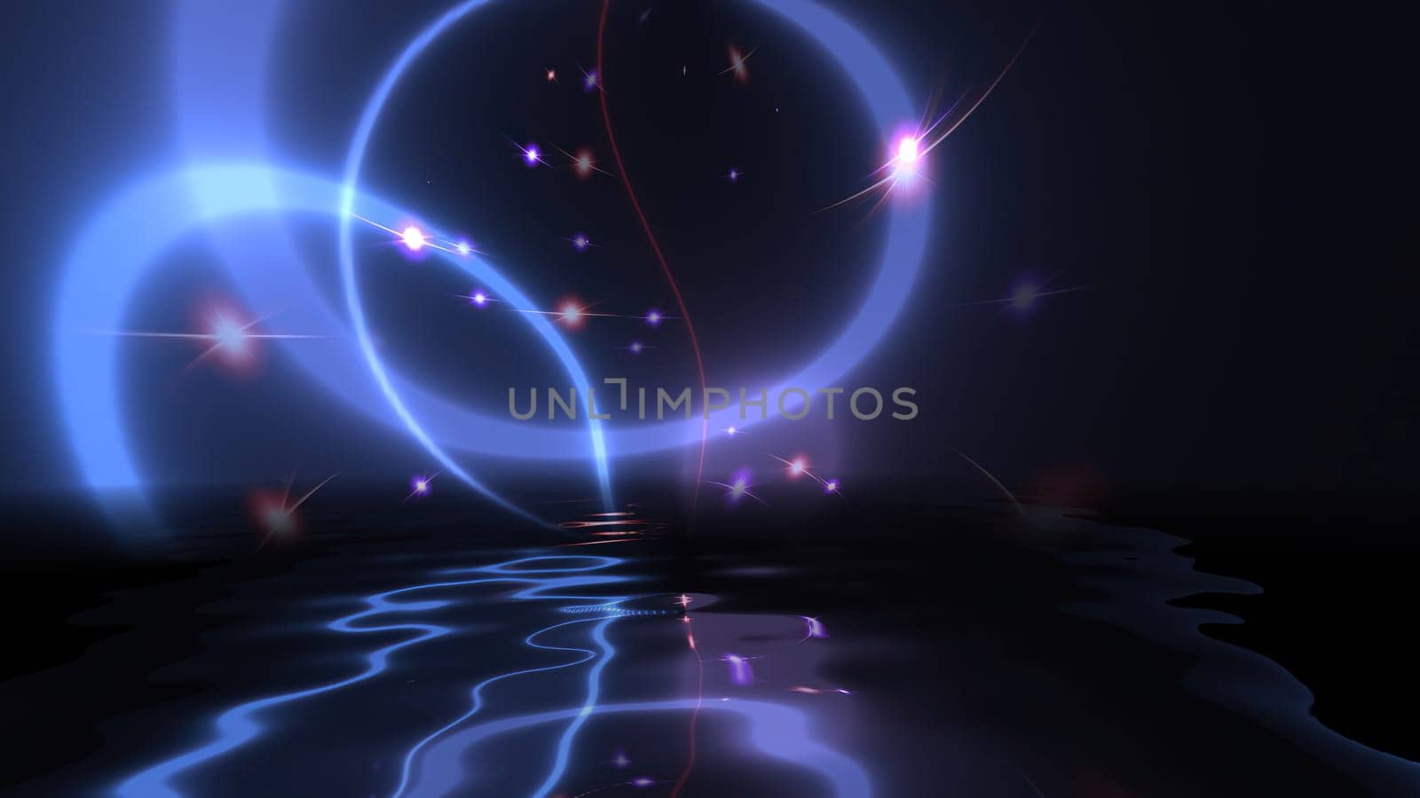 Colorful particles background reflected in water,Colorful particles background reflected in water