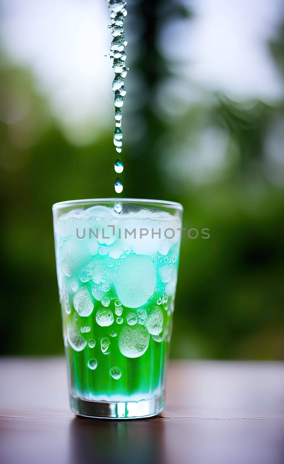 Summer drinks refreshing cocktails on green background