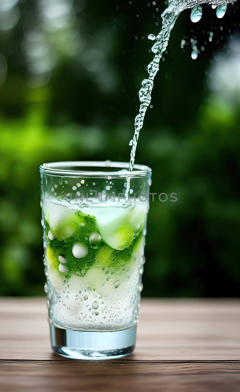 Summer drinks refreshing cocktails on green background