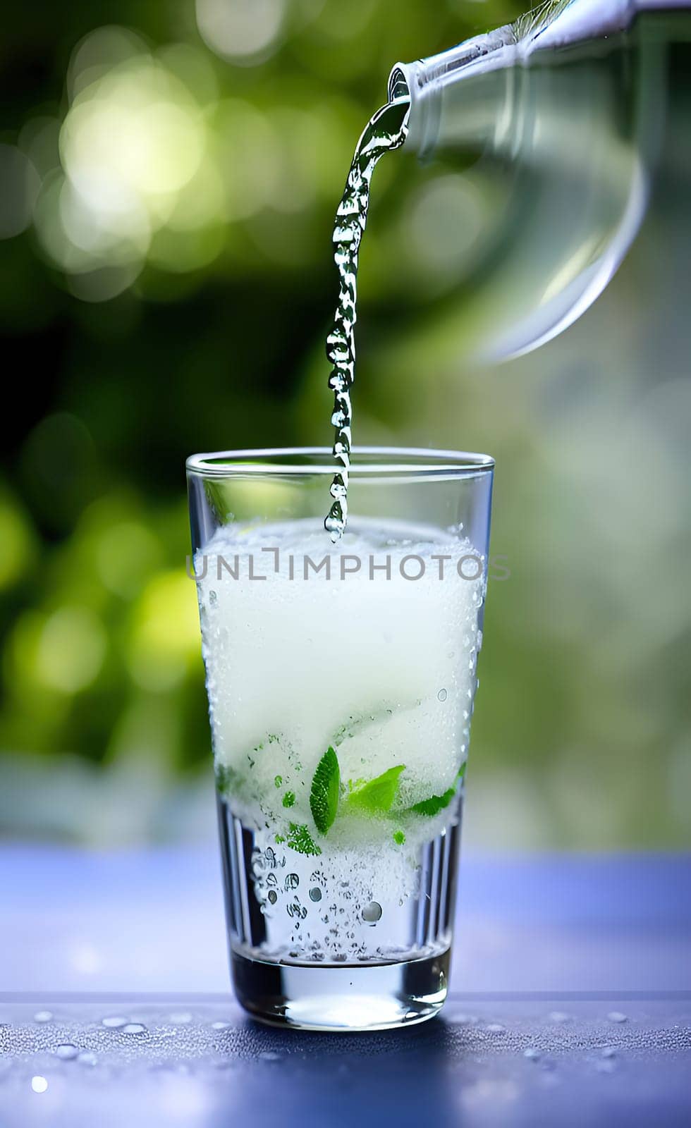 Summer drinks refreshing cocktails on green background