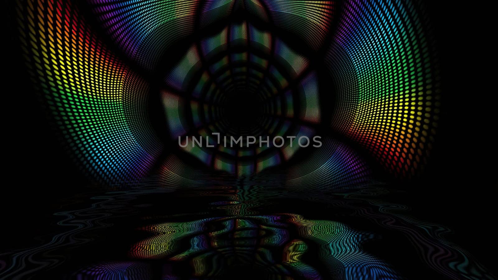 Hypnotic arrows tunnel background reflected in water,Hypnotic arrows tunnel background reflected in water
