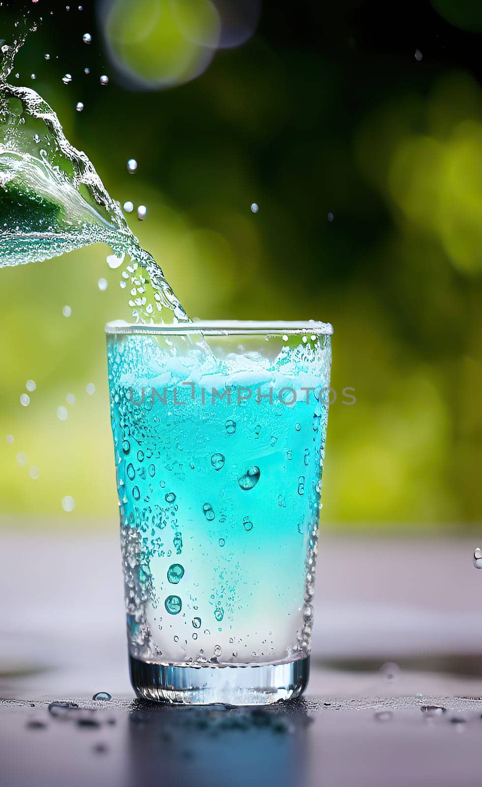 Summer drinks refreshing cocktails on green background