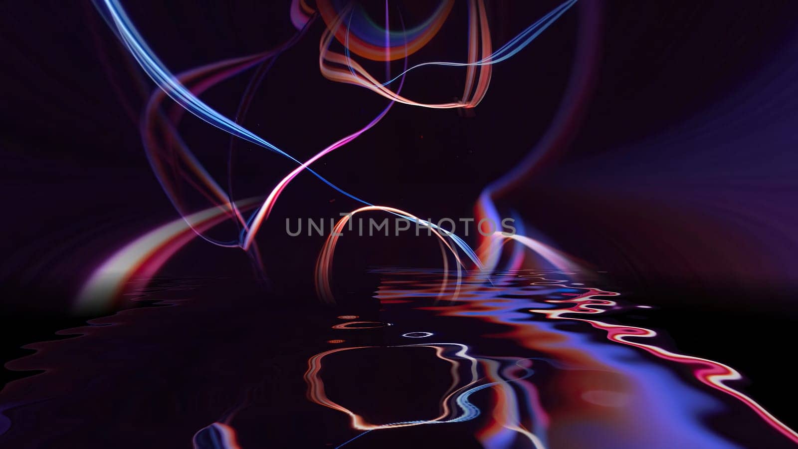 Colorful strings in motion against black background,Colorful strings in motion against black background