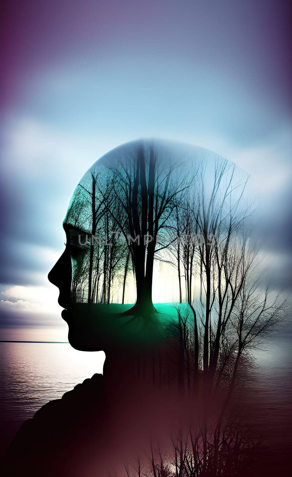 Human head with bipolar mental disorder
