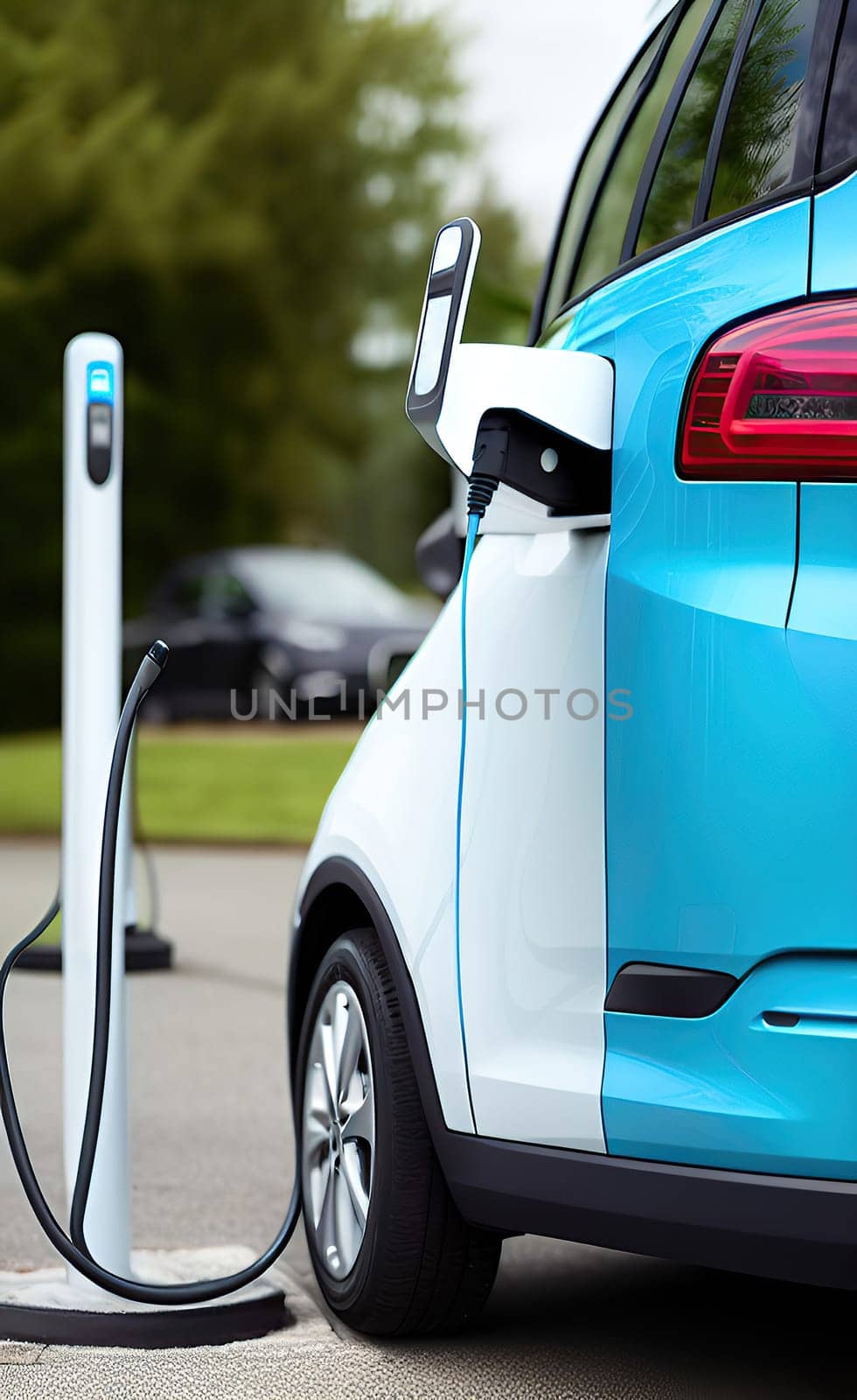 EV charging station for electric car in concept of green energy and eco power