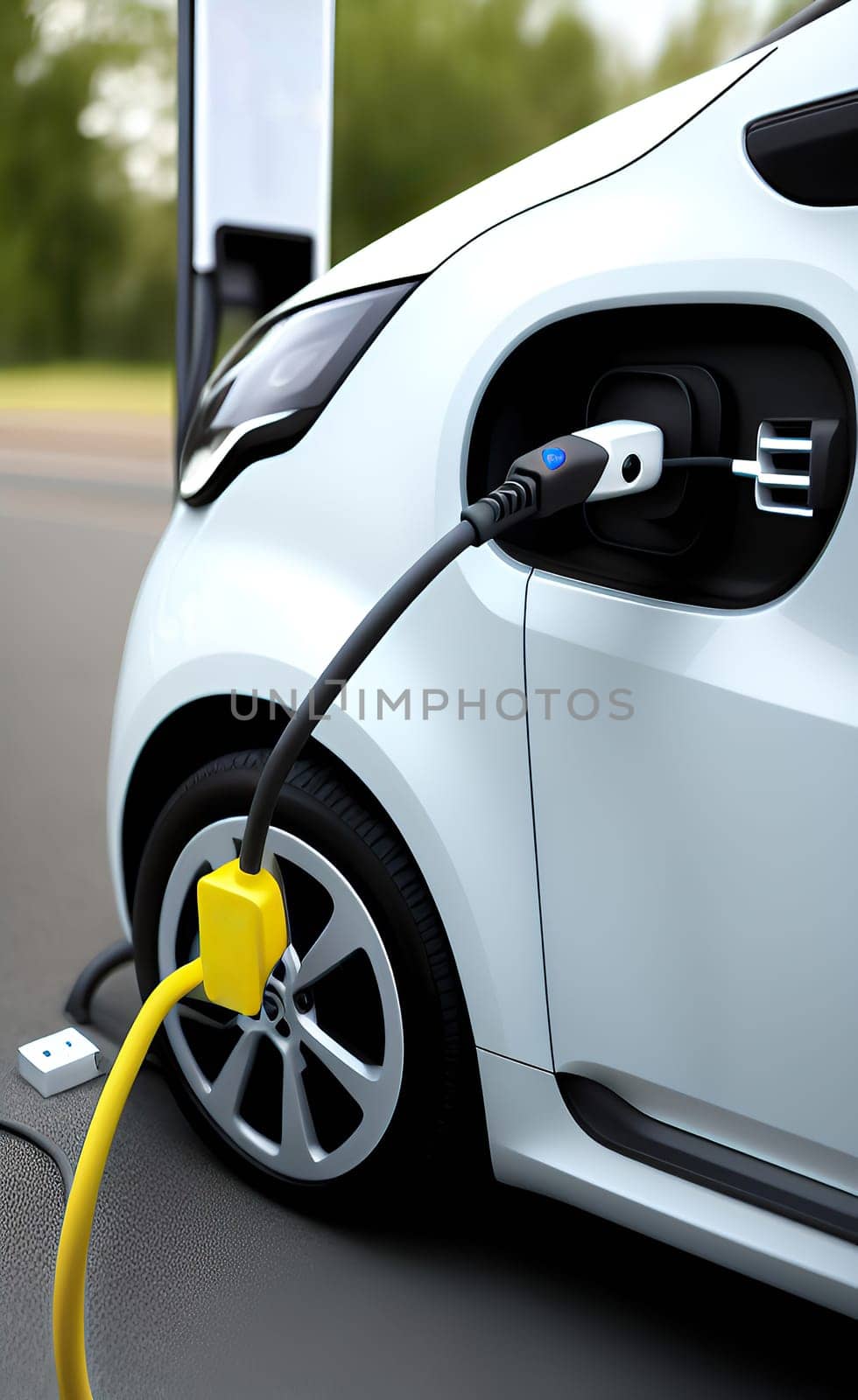 EV charging station for electric car in concept of green energy and eco power