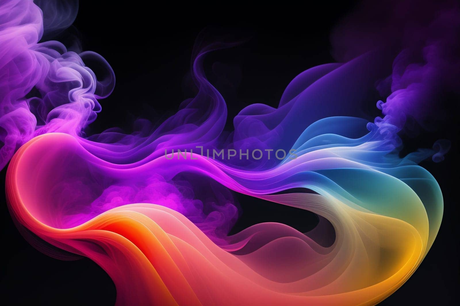 Abstract colorful ink and smoke waves