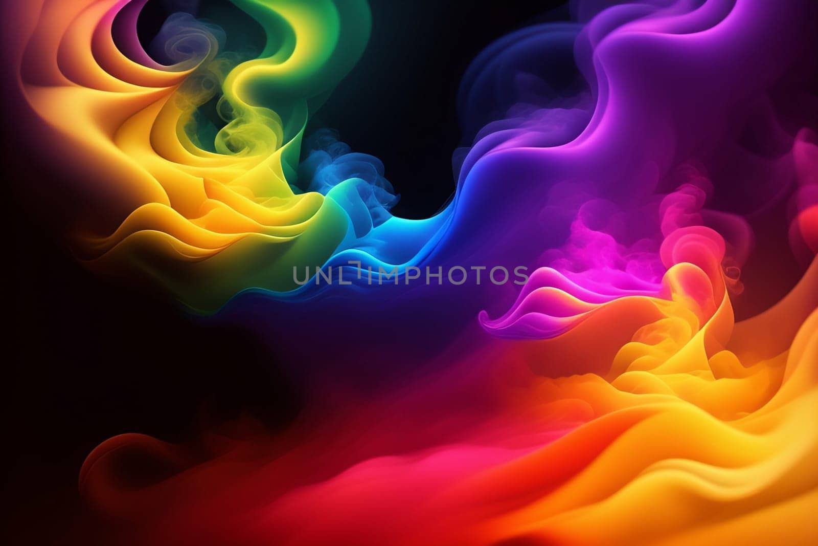 Abstract colorful ink and smoke waves