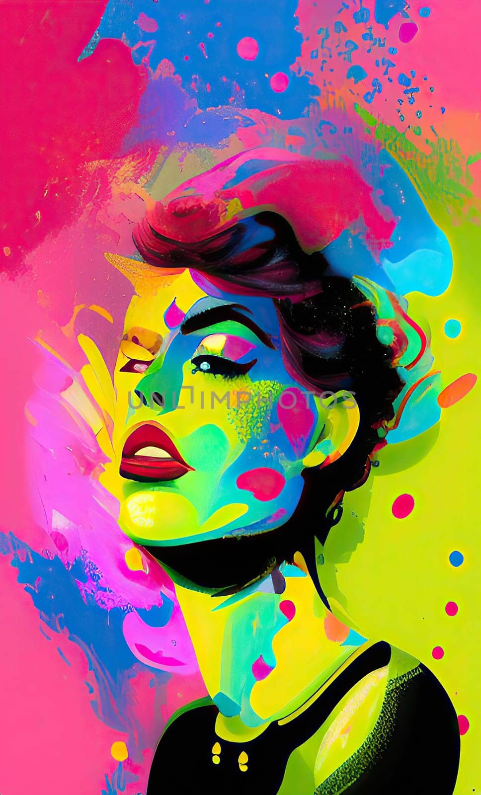 Colourful modern abstract woman face. Hand drawn digital art  illustration,Colourful modern abstract woman face. Hand drawn digital art  illustration
