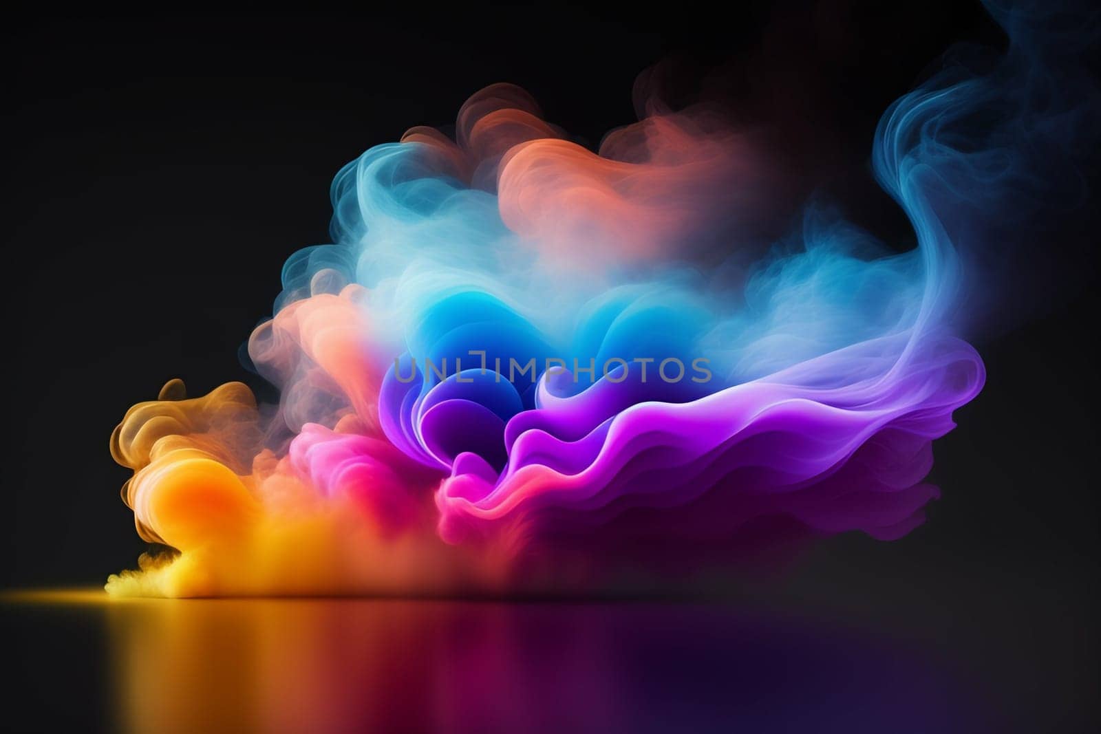 Abstract colorful ink and smoke waves