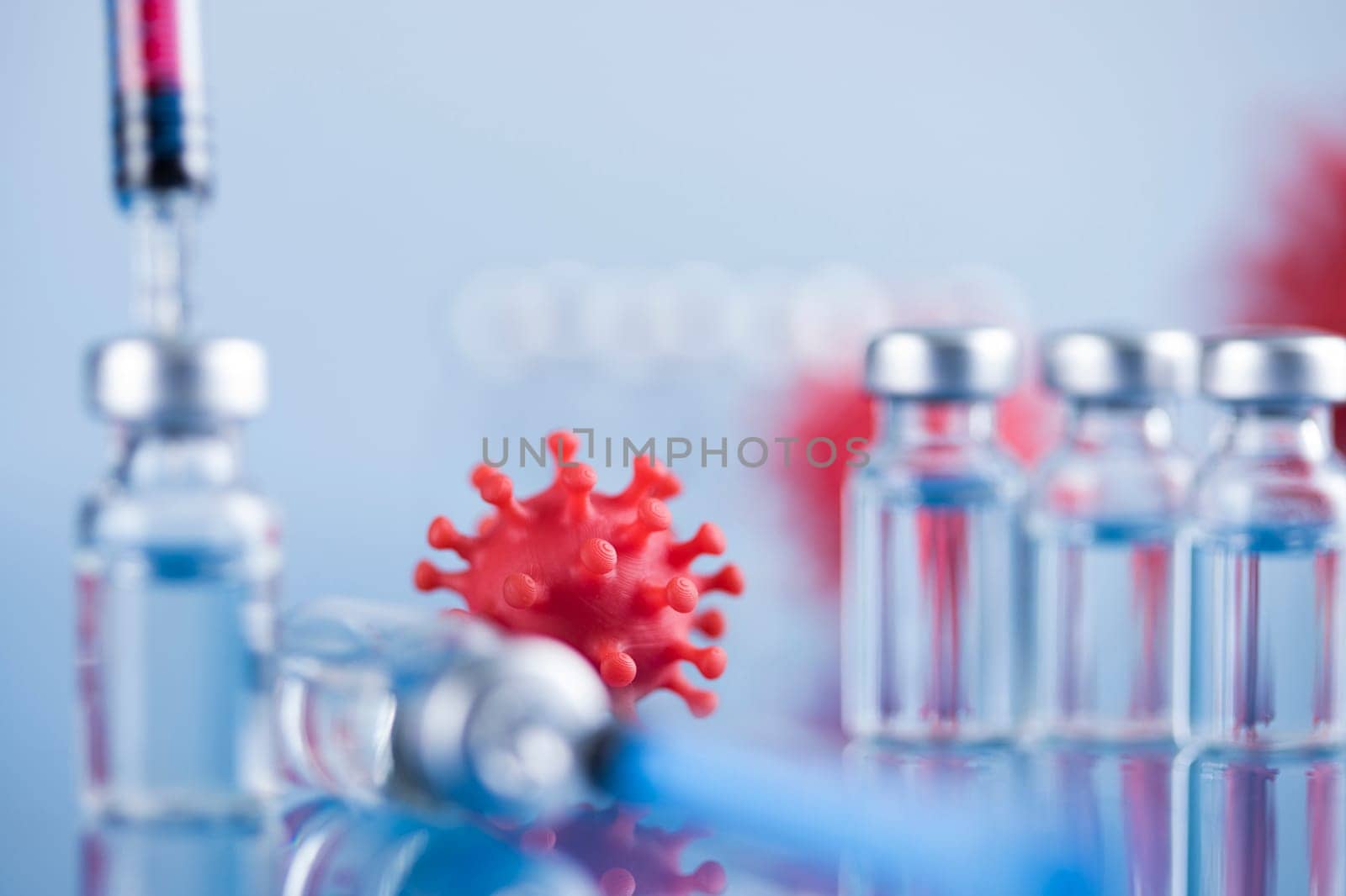 Close up medical syringe with a vaccine