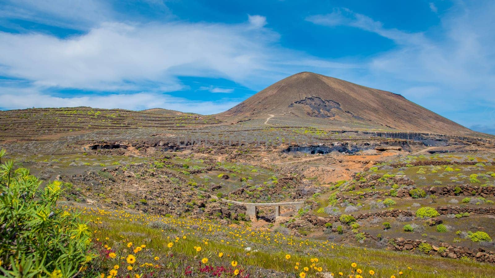 Panorama view on Montana de Guenia on the Canary Island of Lanzarote