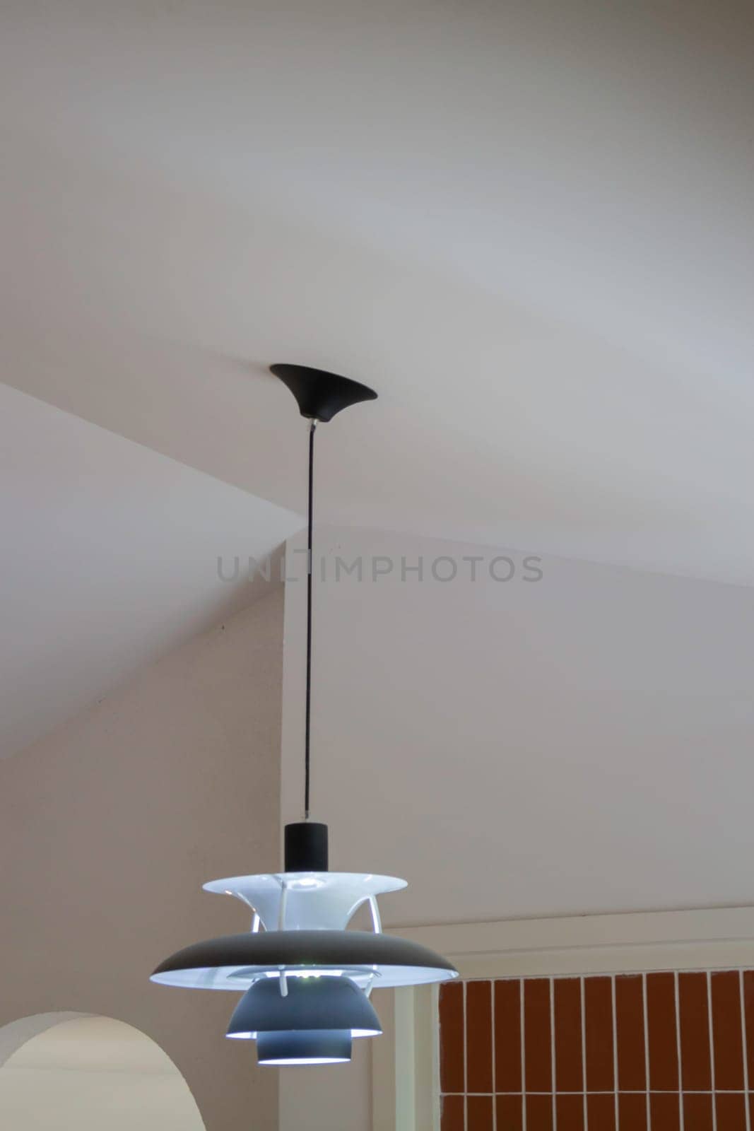 Room interior coffee shop with comfortable furniture, stock photo