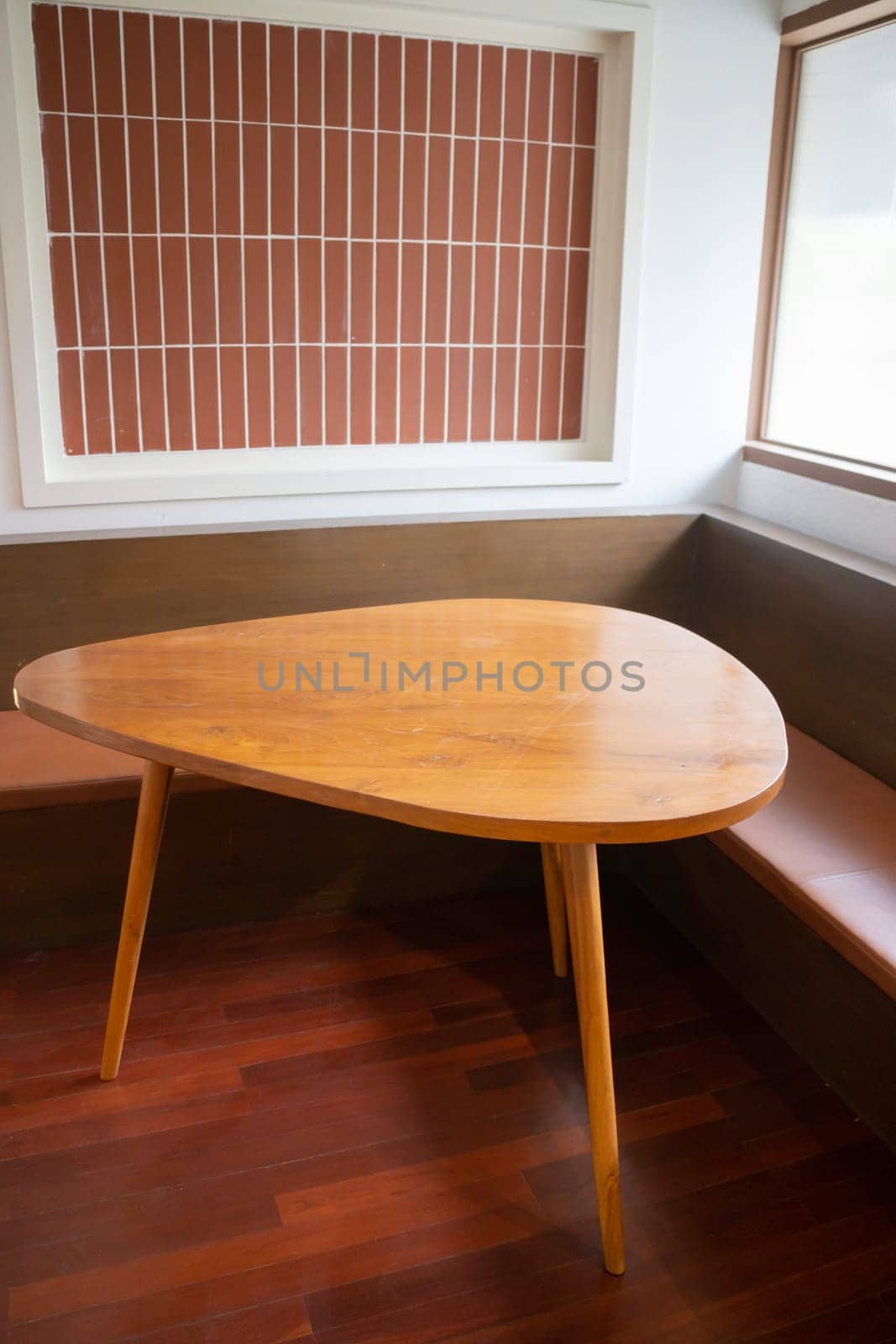 Room interior coffee shop with comfortable furniture, stock photo