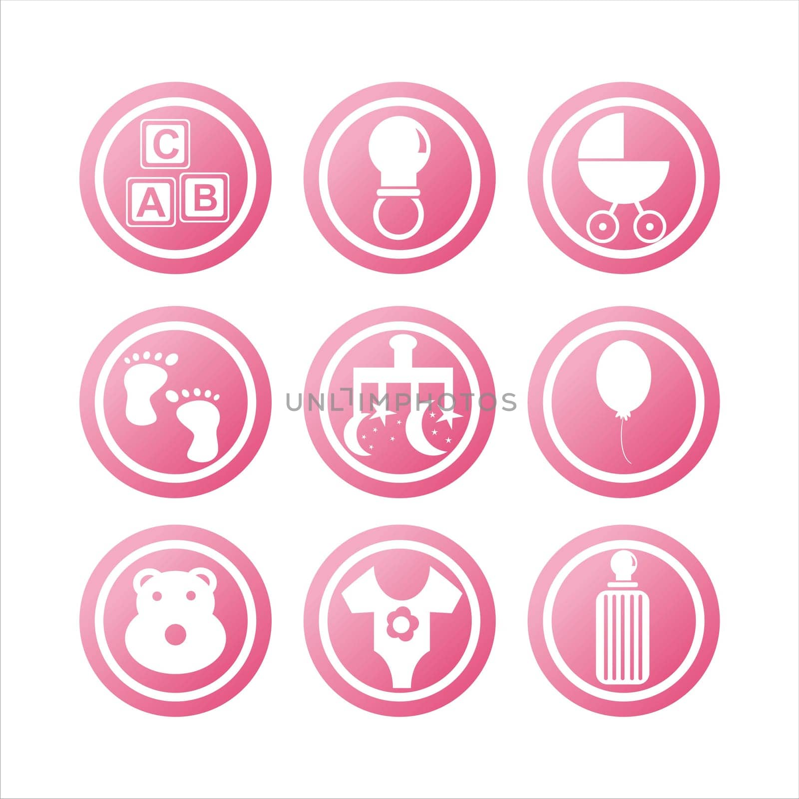 set of 9 pink children signs