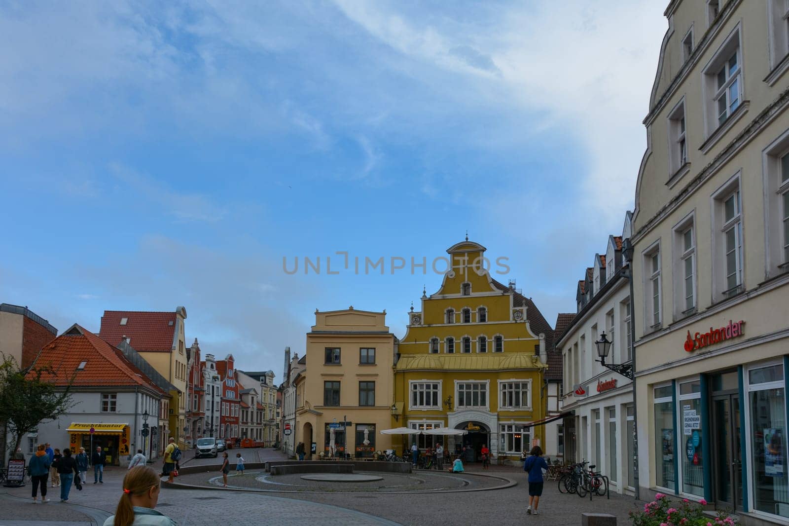 Wismar, Germany, September 10, 2022 - Street in the historic Hanseatic city of Wismar, on the Baltic Sea coast of Mecklenburg-West Pomerania in Germany
