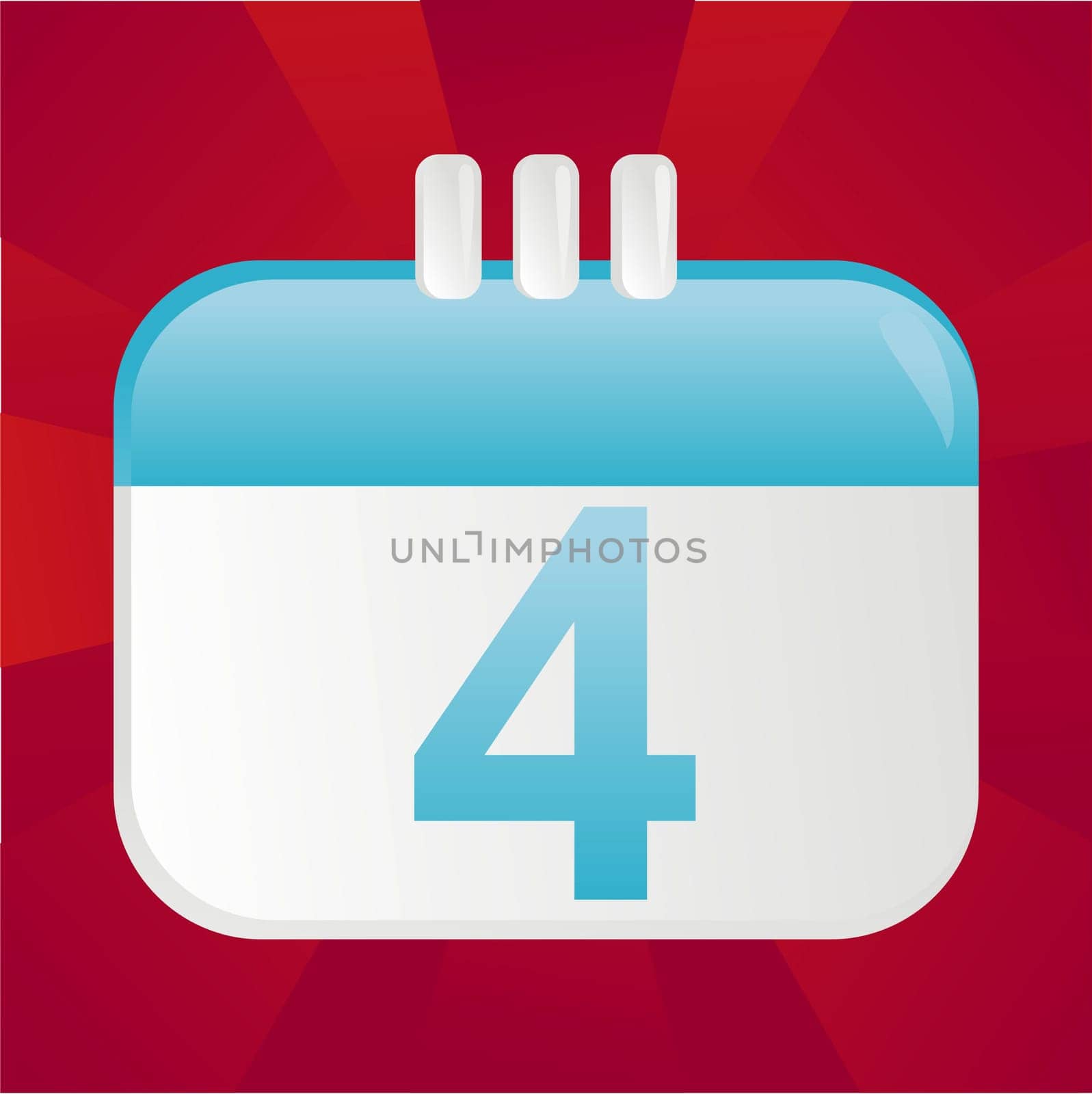 4th of July calendar icon over red background