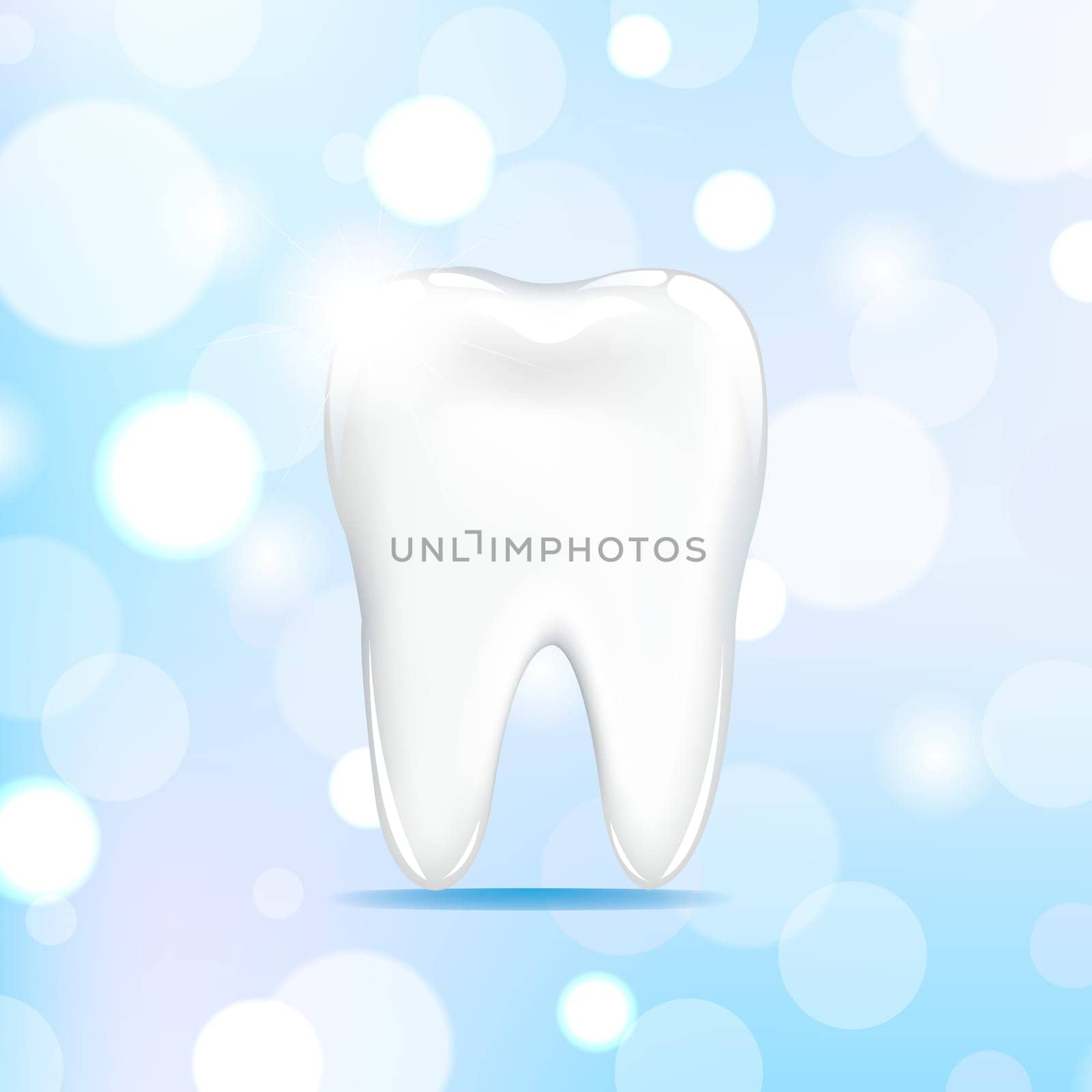 Tooth With Blue Bokeh Background, Vector Illustration