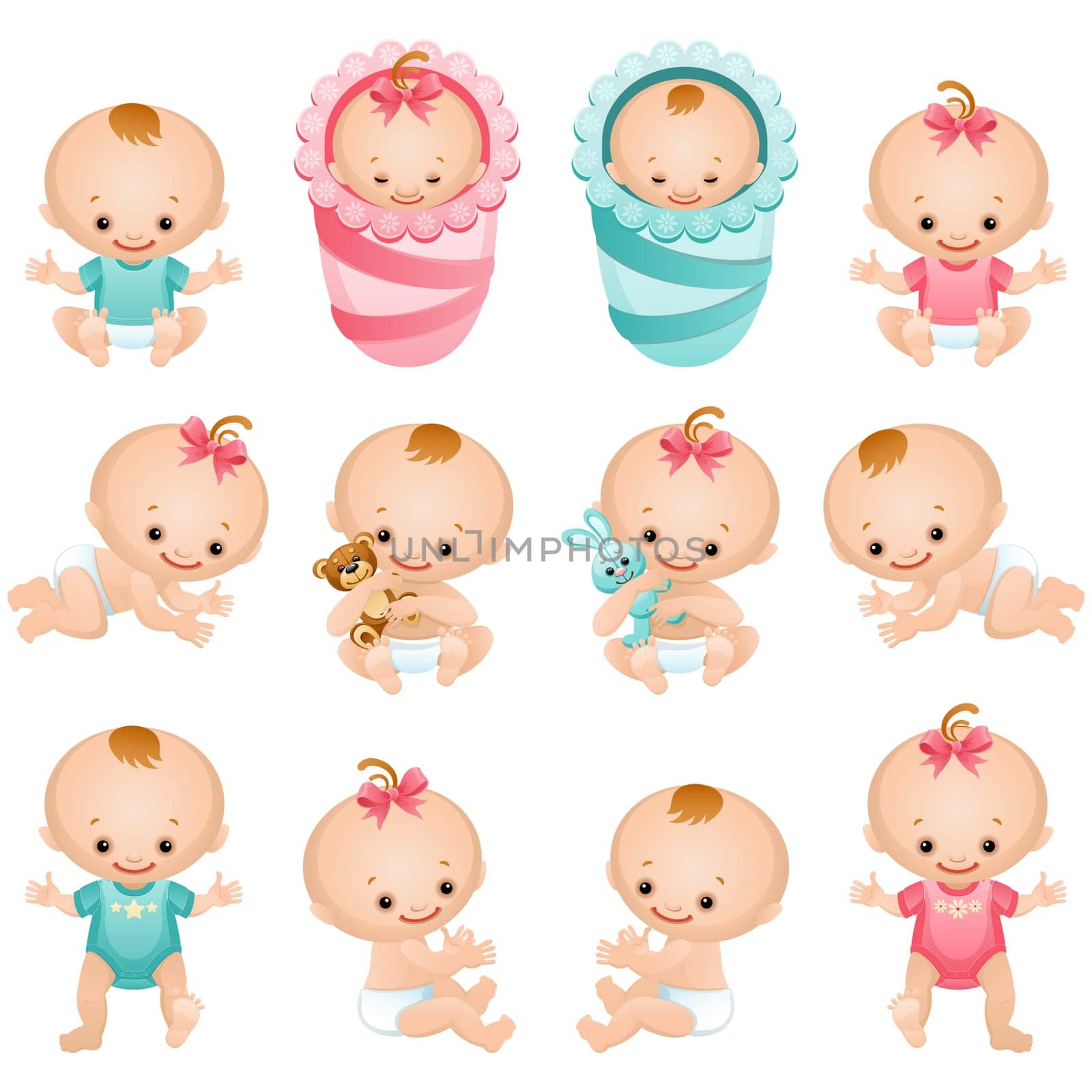 Vector illustration - newborn baby icon set