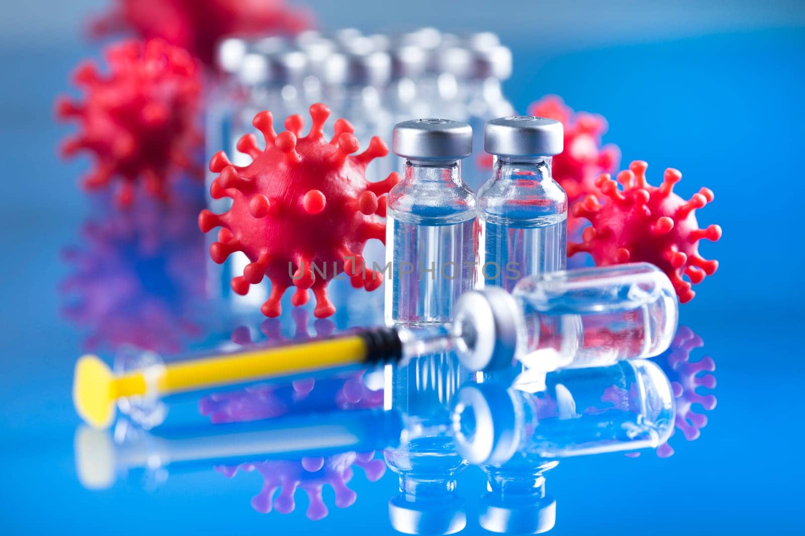Close up medical syringe with a vaccine