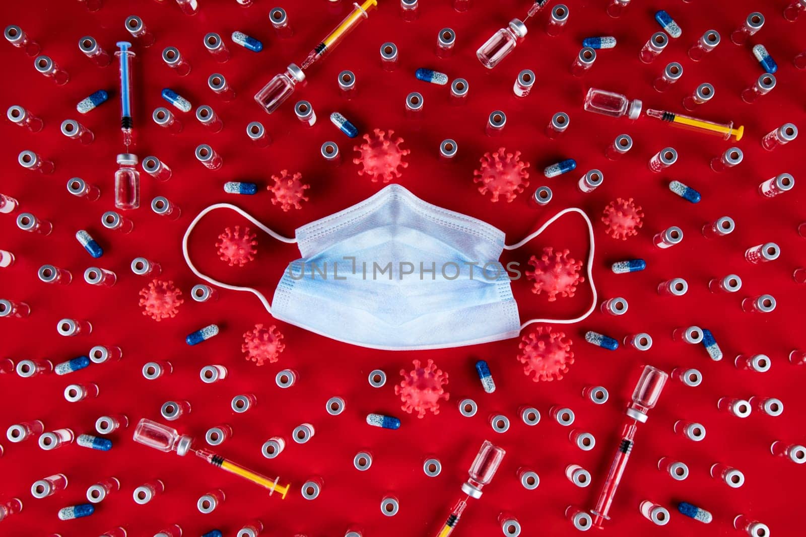 Mask and corona virus protection isolated, pandemic background