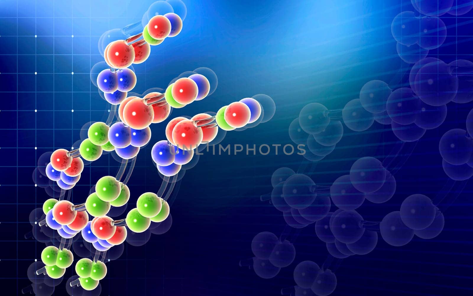 Digital illustration DNA structure in colour background