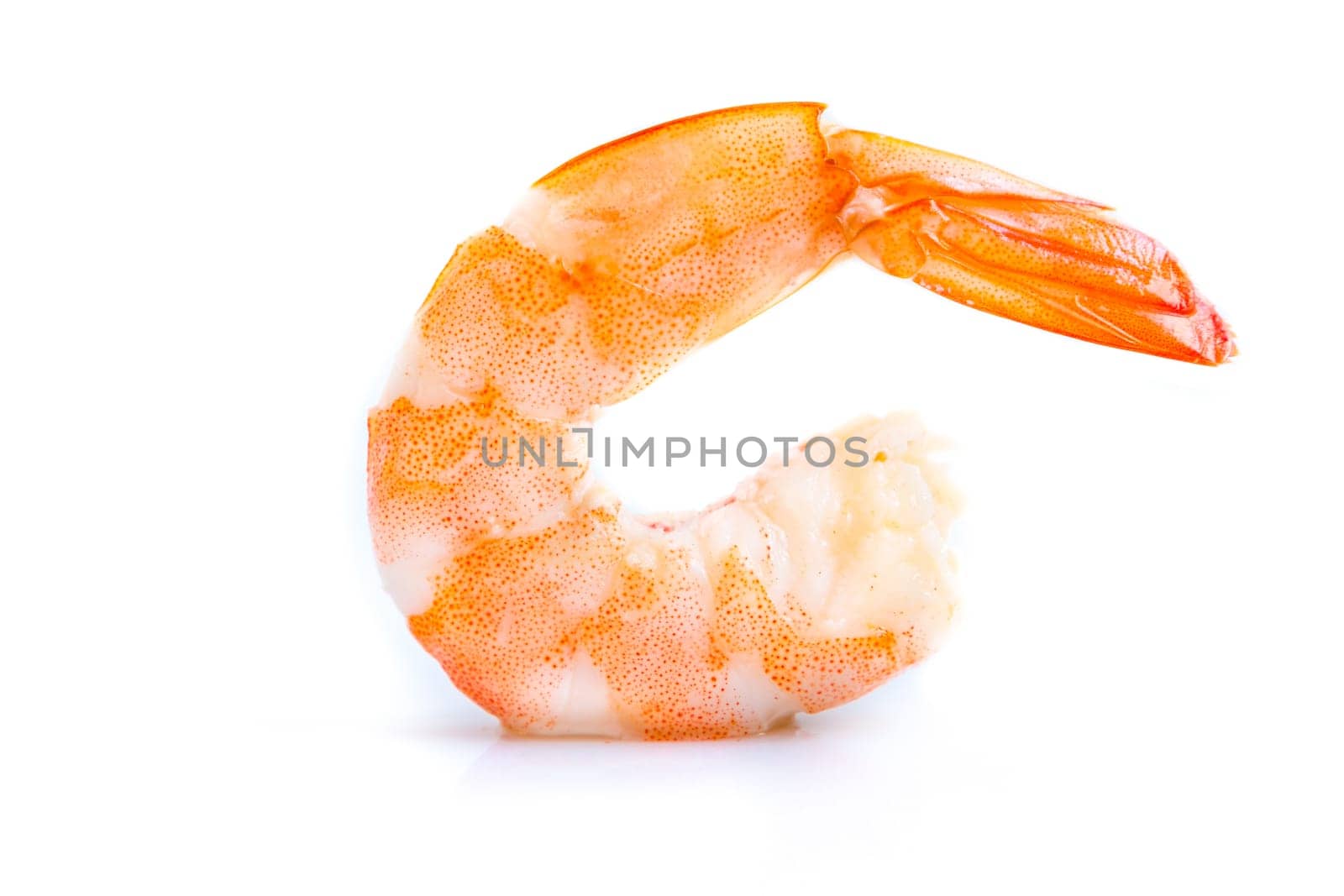 steamed shrimp isolated on white background