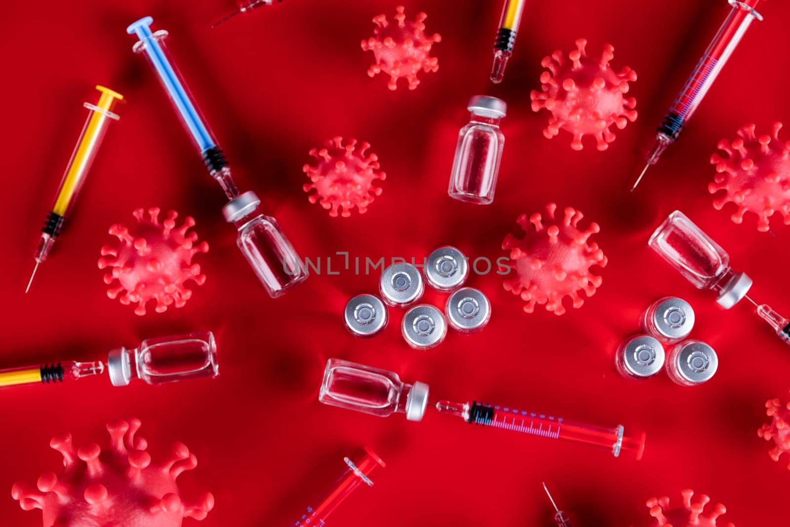 Close up medical syringe with a vaccine