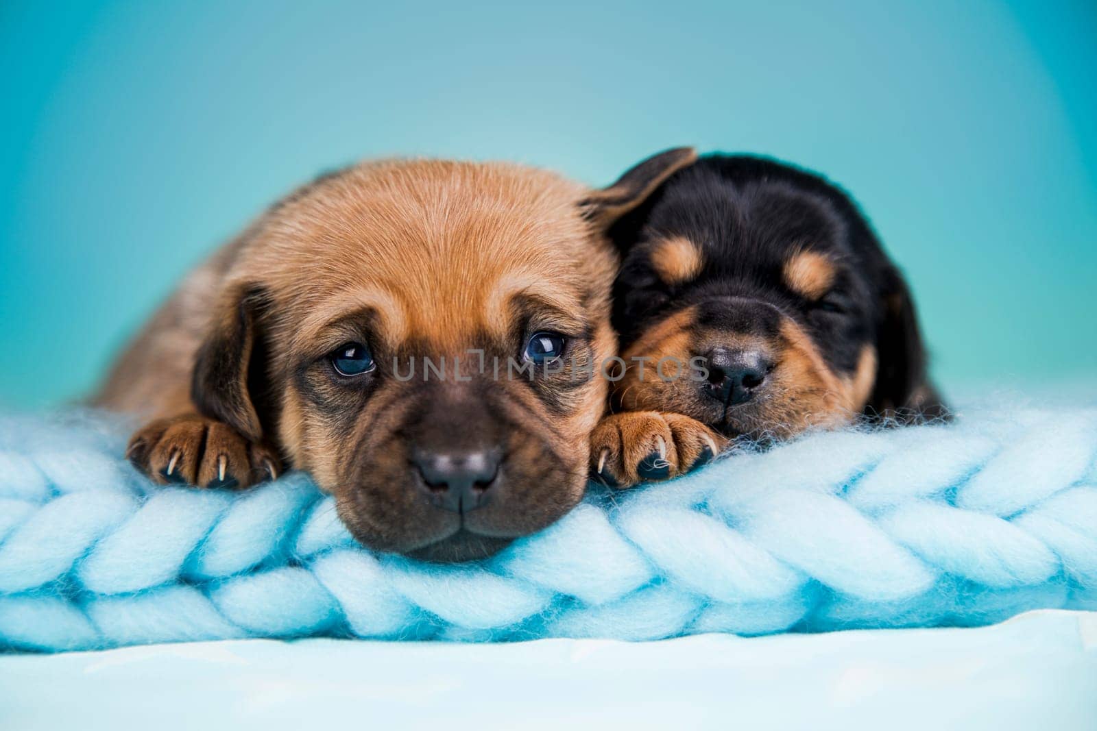 Pet, dog puppy, sleeps on a blanket