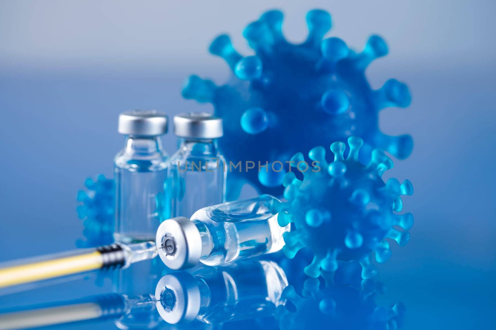 Close up medical syringe with a vaccine