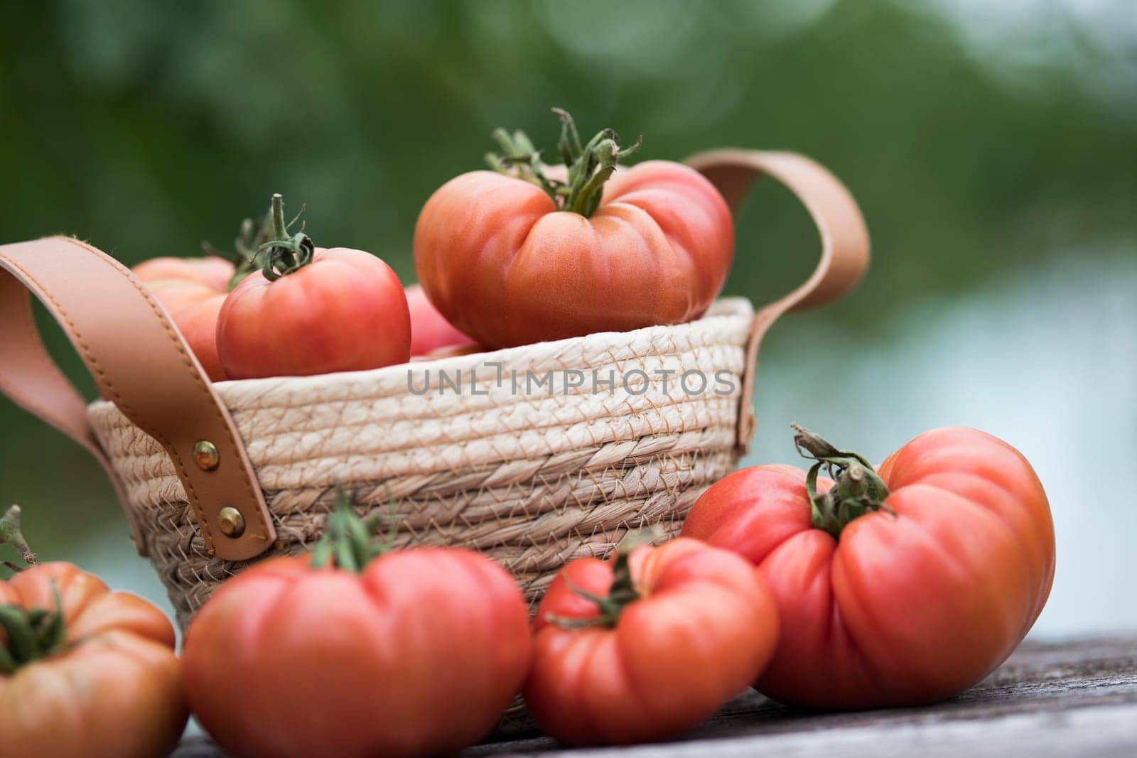 Vegetables, Tomatoes,  on desk in garden