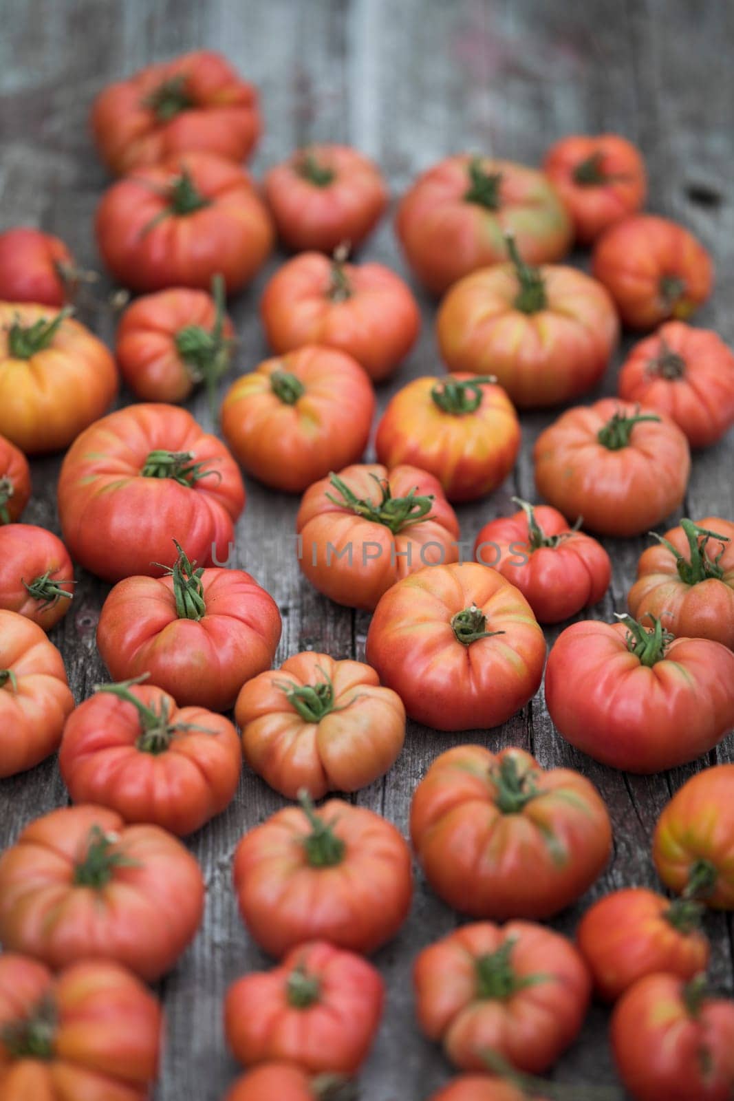 Vegetables, tomatoes on wooden desk