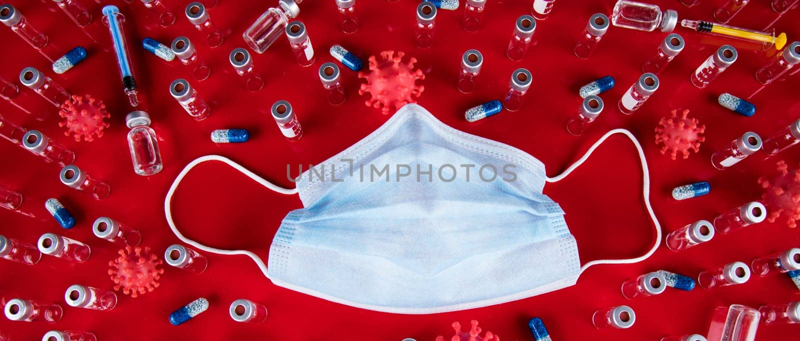 Medical mask for protection against corona virus, SARS pandemic background