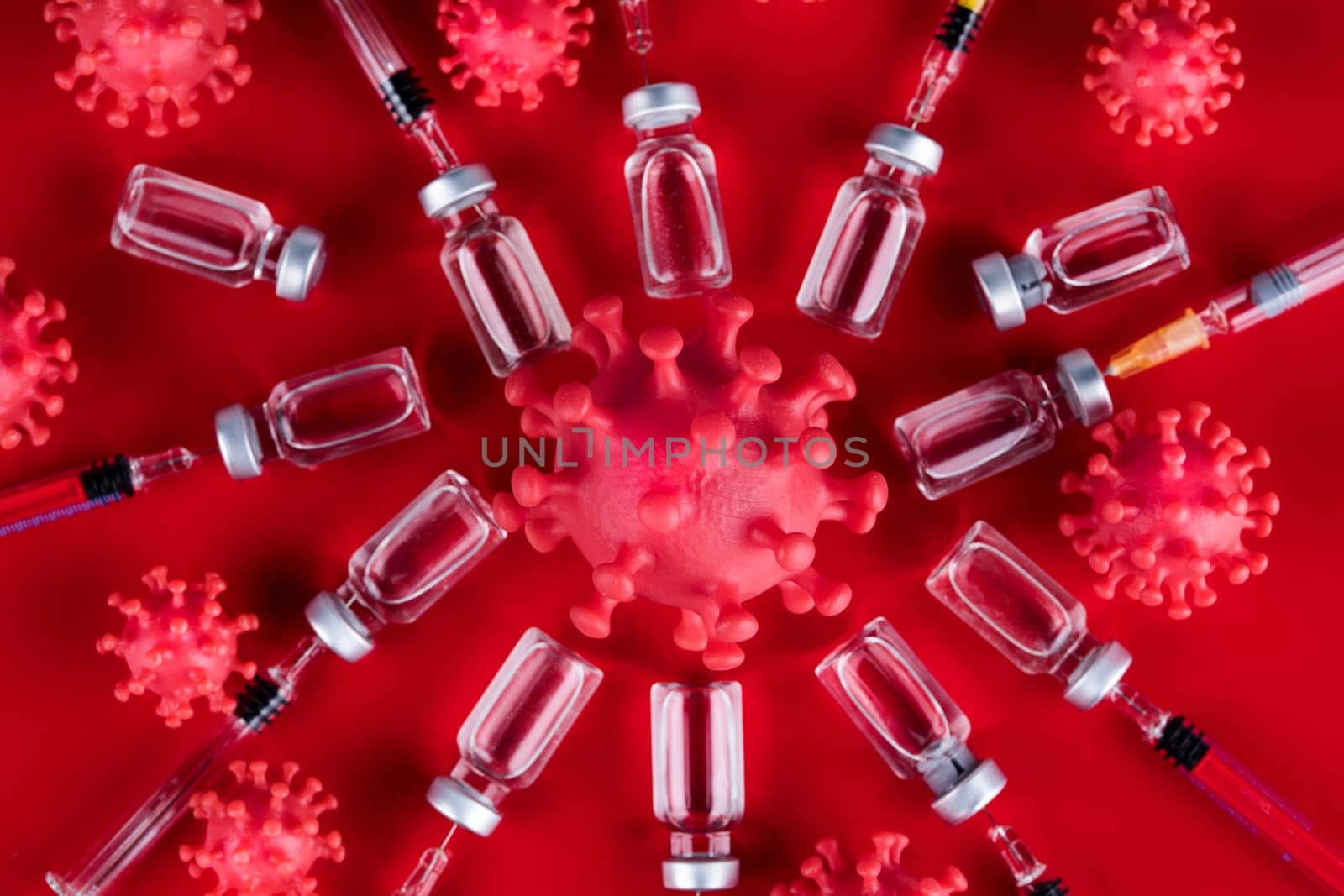 Close up medical syringe with a vaccine