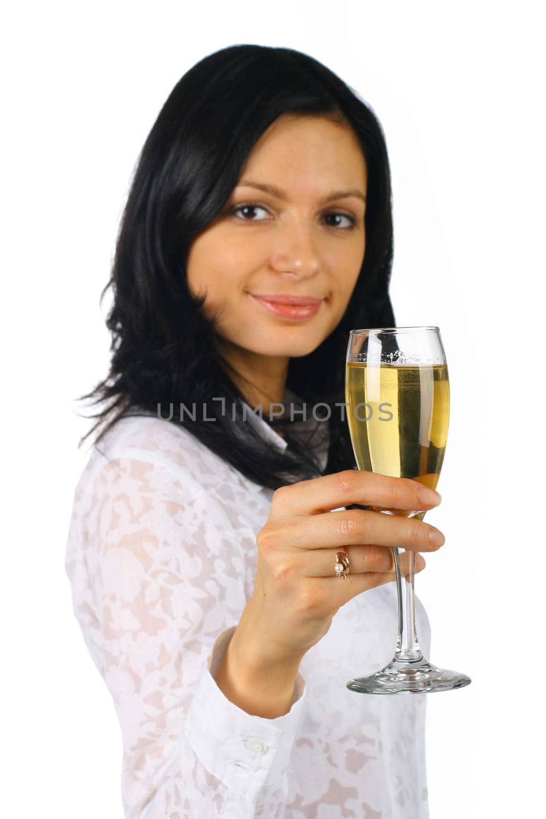 charming girl with a glass of champagne