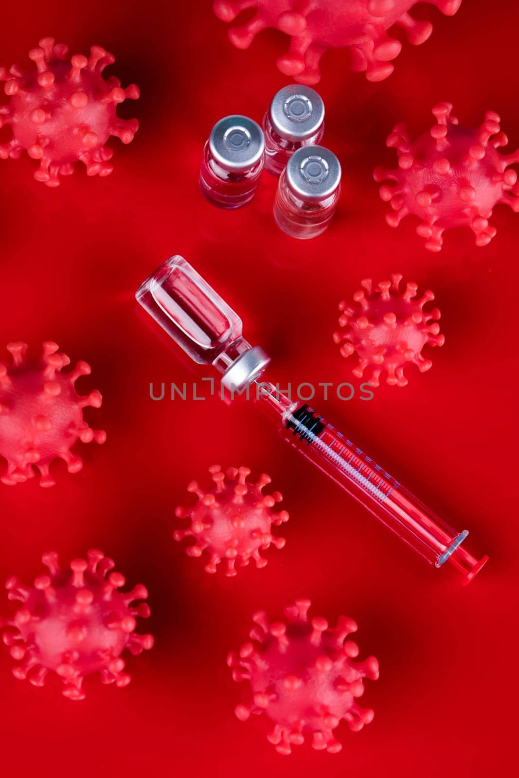 Close up medical syringe with a vaccine