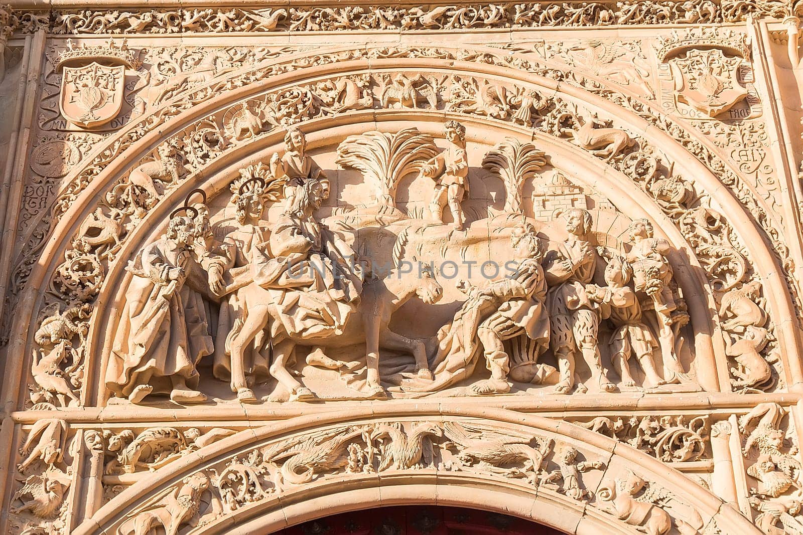 Photo detail of part of the Salamanca catedral in Spain.
