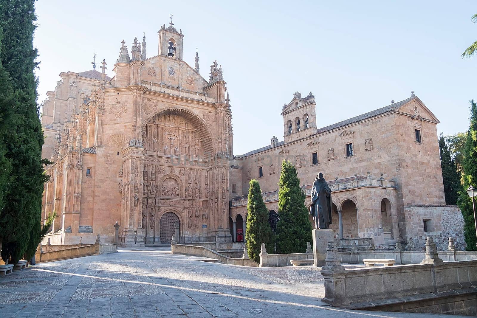 Exterior views facade of San Esteban Convent in Salamanca (Spain).