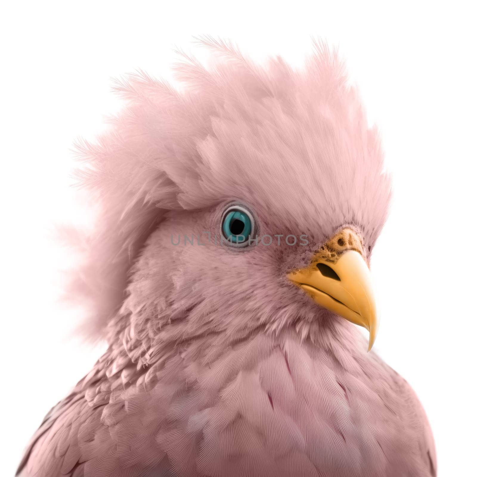 Pink dove head isolated on white background. Generative AI