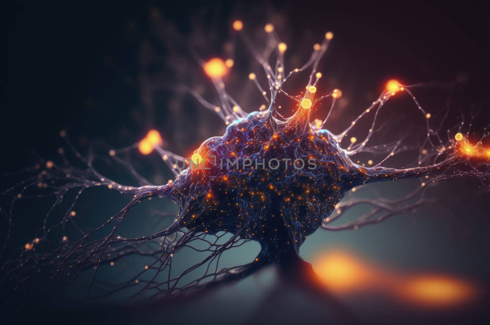 Neuronal network with electric activity. Generative AI