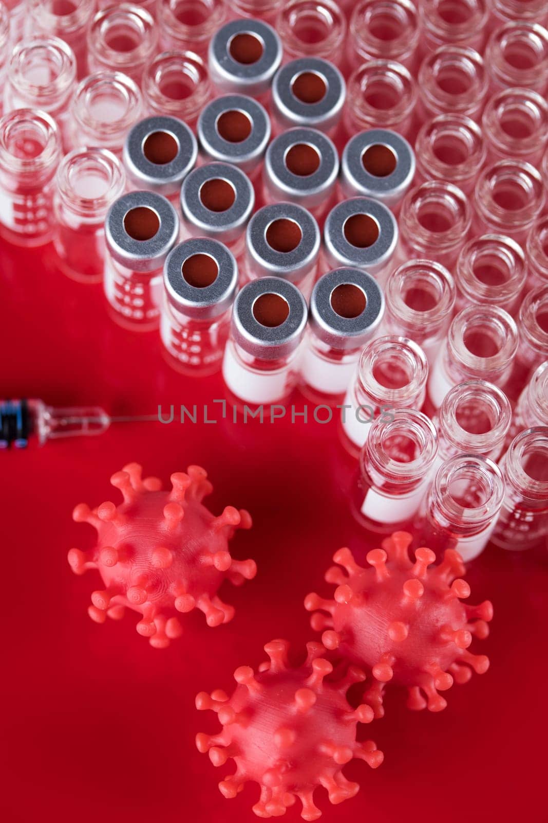 Bottles coronavirus vaccine, pandemic background