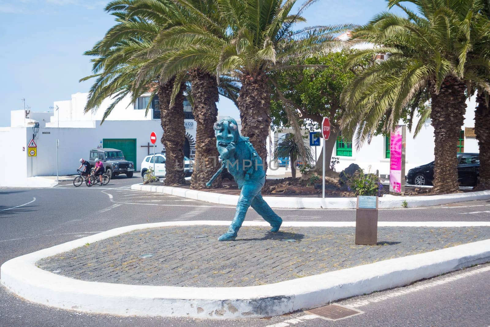 Teguise, Lanzarote, Spain, March 2023: View on the statue Elegua, el diablillo de Teguise